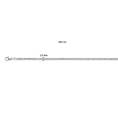 Zilveren koordketting massief 2,7 mm