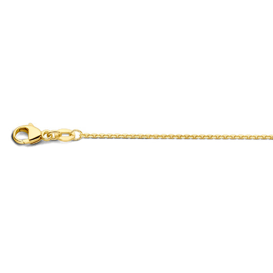 Ketting anker gediamanteerd 1,1 mm 14k of 18k geelgoud