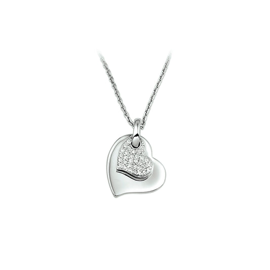 YO&NO ketting hart zirkonia 1,3 mm 41 + 4 cm zilver gerhodineerd