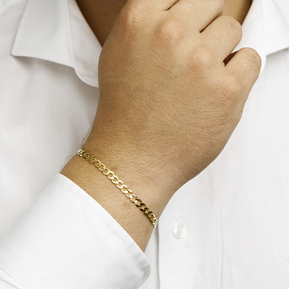 Armband of ketting geslepen gourmette 4,6 mm 14k geelgoud