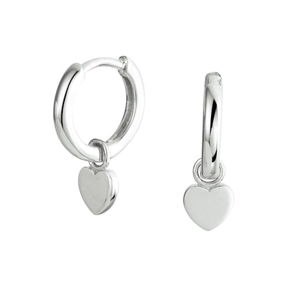 Zilveren oorringen met hartje 12 mm