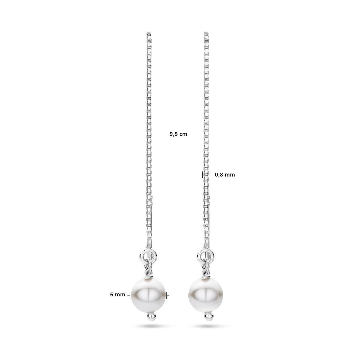 YO&NO doortrekoorbellen swarovski parel zilver gerhodineerd