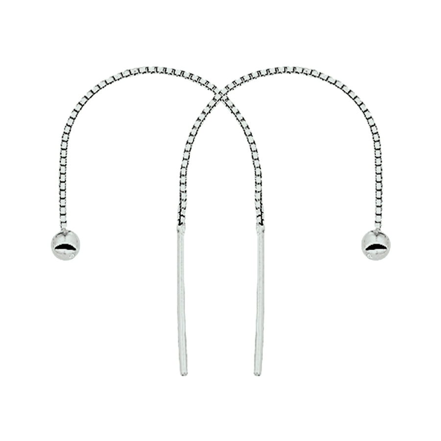 Zilveren doortrekoorbellen met bolletje 3 mm