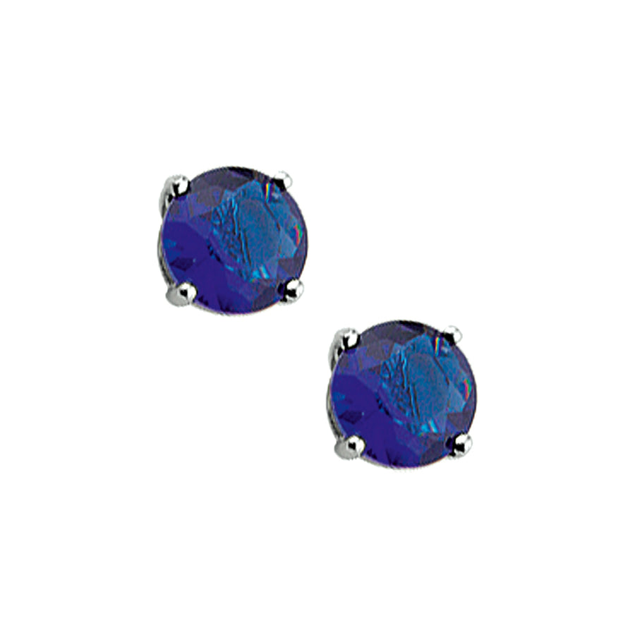 Zilveren oorknopjes met blauwe zirkonia, 4 en 6 mm