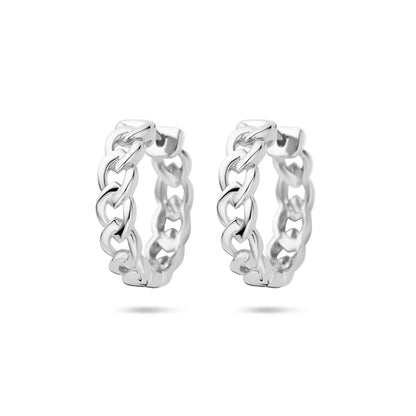 Zilveren klapoorringen met schakelmotief 18 mm – detailfoto