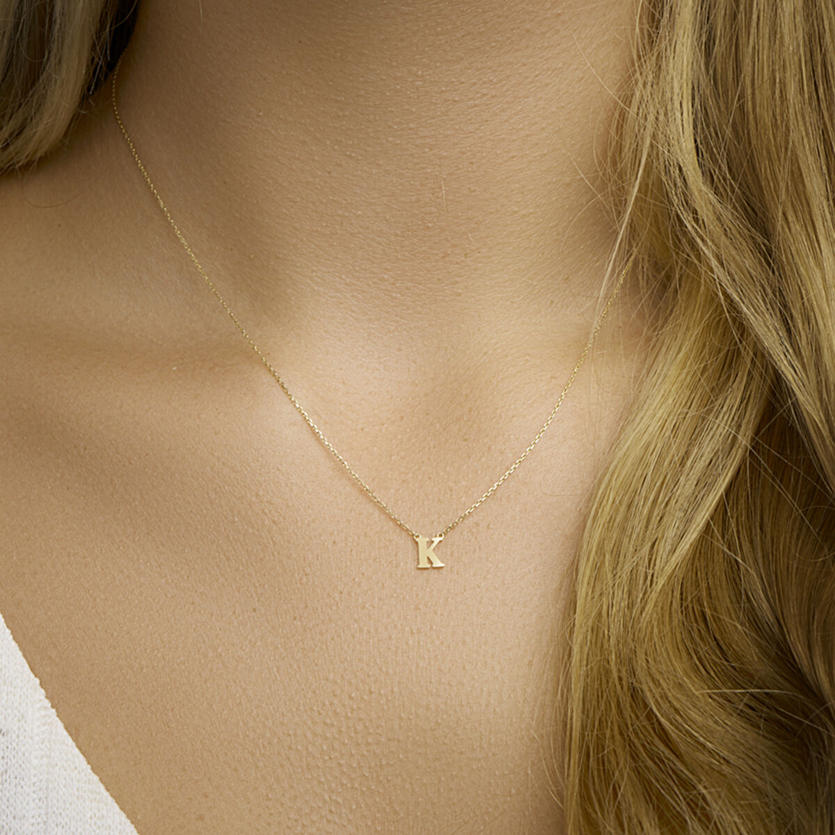 Ketting Anker met letter 14k geelgoud