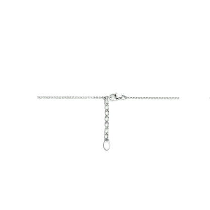 Zilveren ketting met parel en zirkonia – close-up van de sluiting