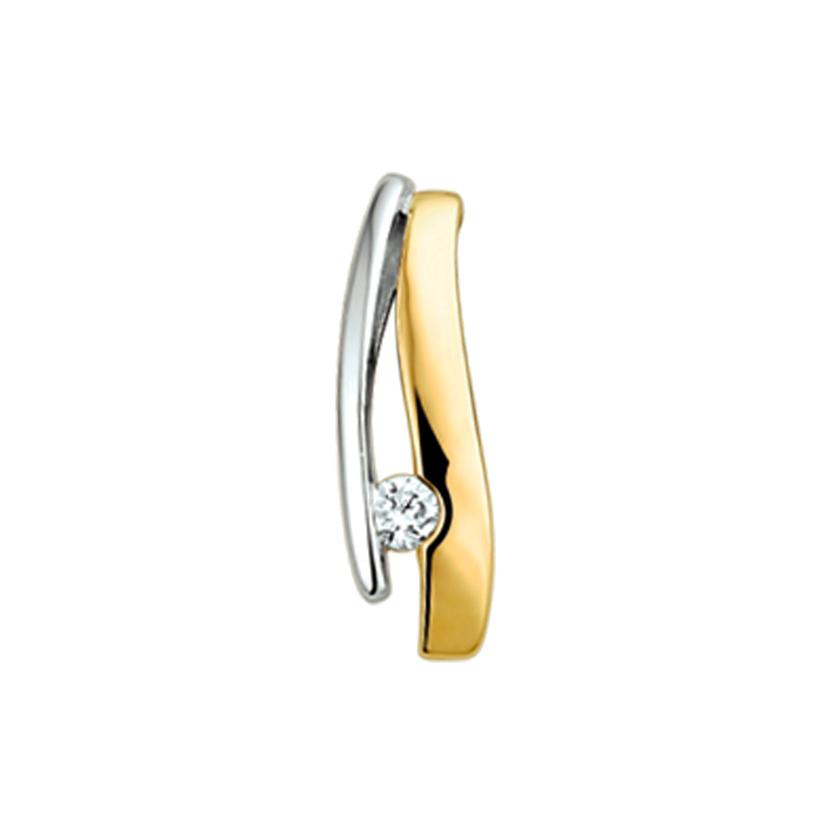 Bicolor gouden hanger met diamant 0,05 ct – 14 karaat