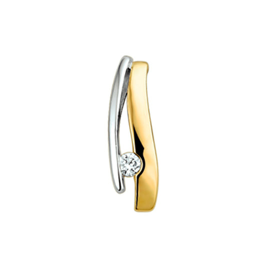 Bicolor gouden hanger met diamant 0,05 ct – 14 karaat