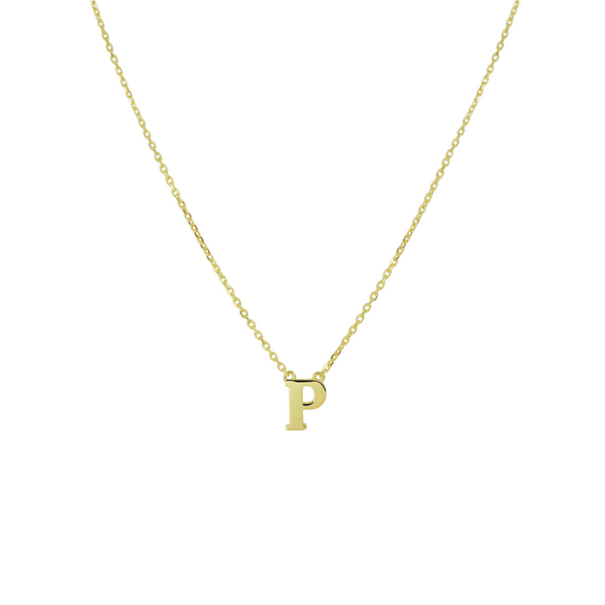 Ketting Anker met letter 14k geelgoud