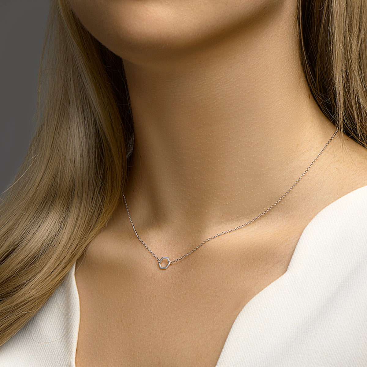 Ketting zeshoek zilver 0.8mm gerhodineerd