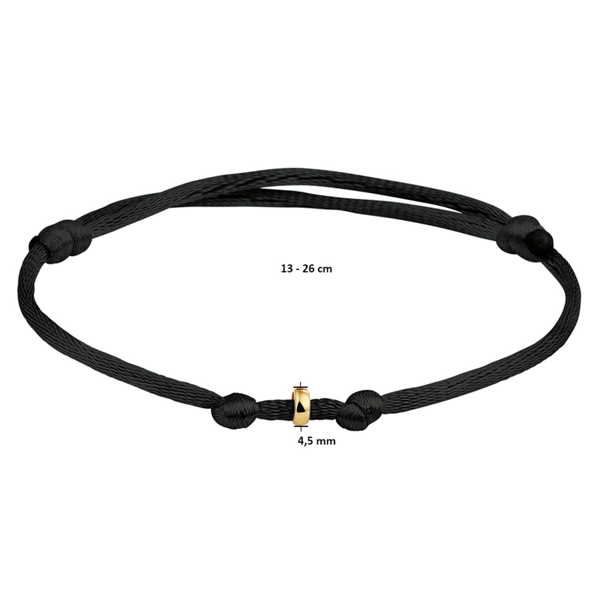 Armband satijn 14k goud met rubber/nylon/leer