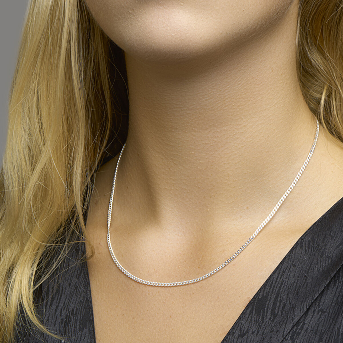 Ketting gourmette 4-zijdes geslepen 2,4 mm zilver wit