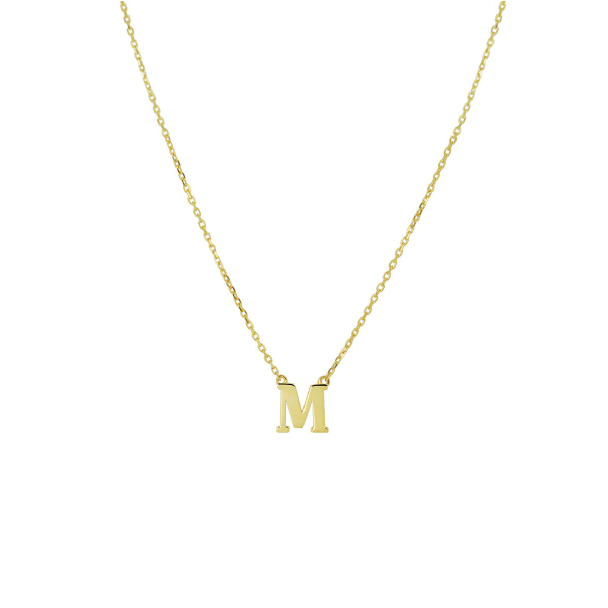 Ketting Anker met letter 14k geelgoud