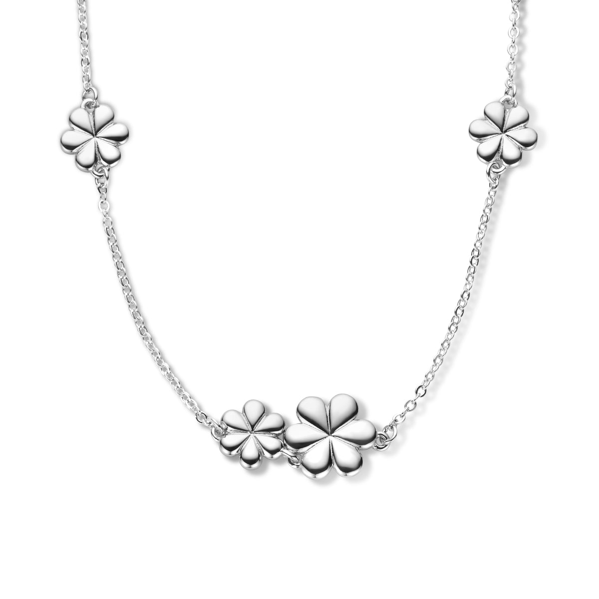 Ketting bloemen 36 + 4 cm (kindercollectie) zilver gerhodineerd