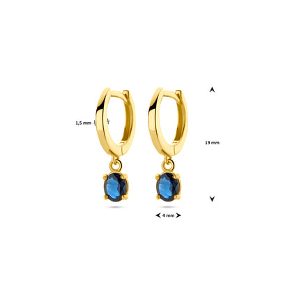 Gouden klapoorringen met ovale edelsteen – 14 karaat – close-up van de sluiting
