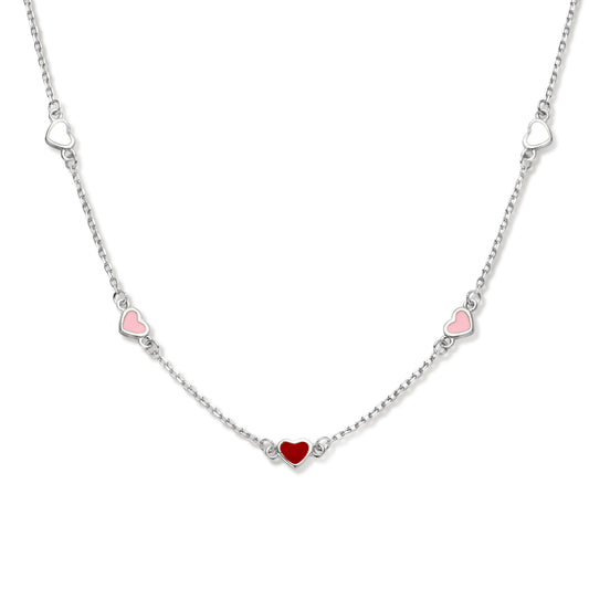 YO&NO ketting hartjes 41 + 3 cm zilver gerhodineerd