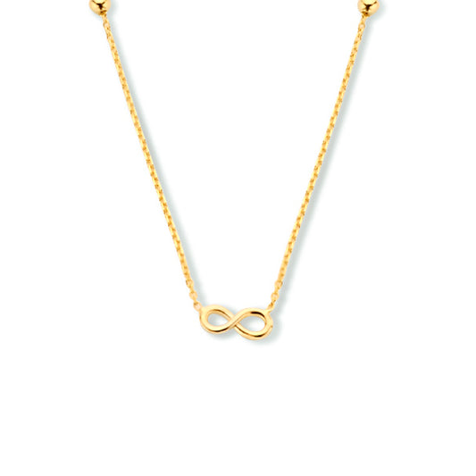 Ketting infinity met bolletjes 40 - 42 - 44 cm 14k geelgoud