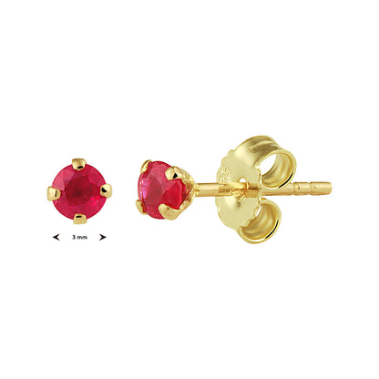 Gouden oorknopjes met edelsteen 3 mm – 14 karaat – detailfoto