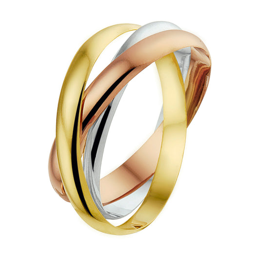 Ring trinity  14K tricolor goud