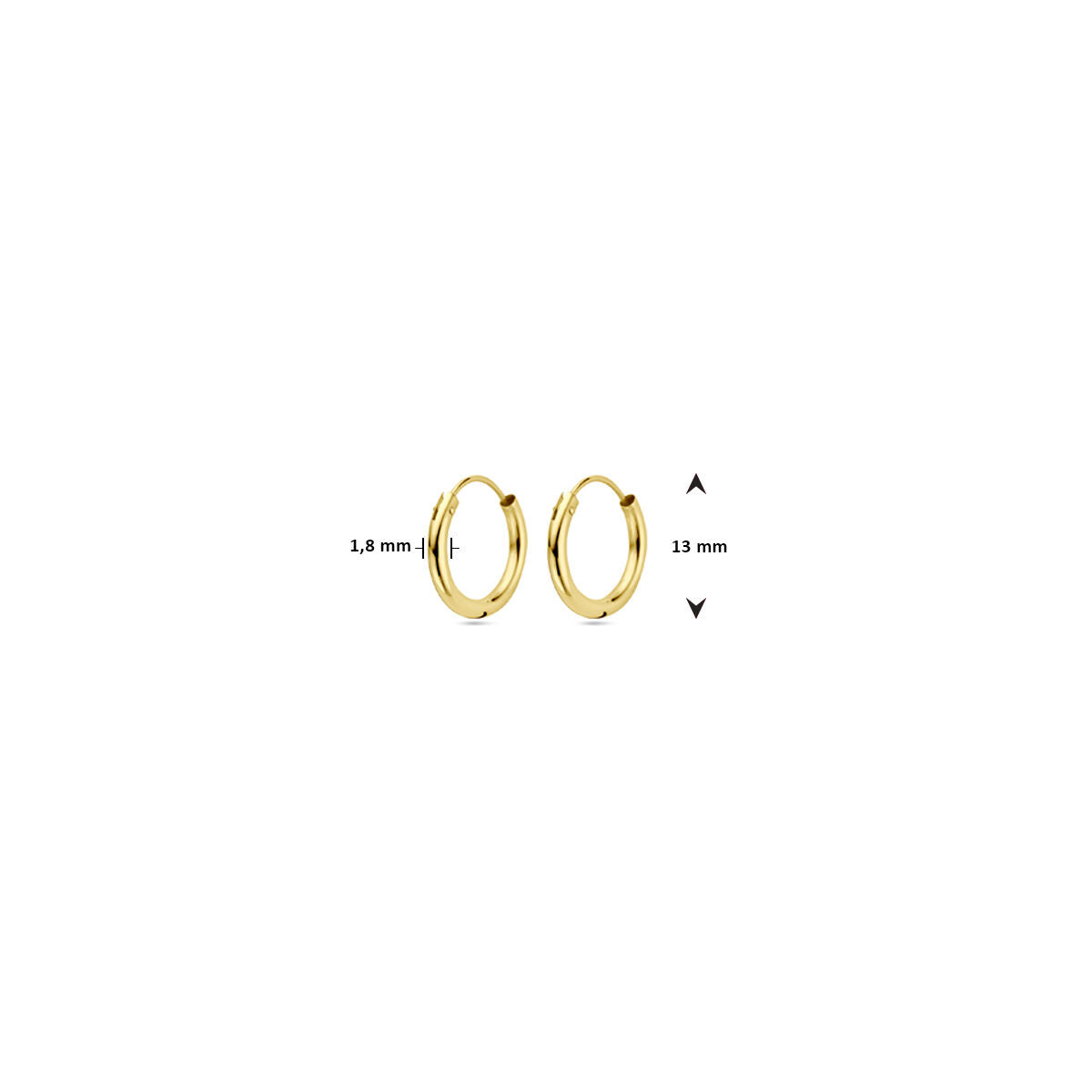 Oorringen 1,8 mm ronde buis 14k goud