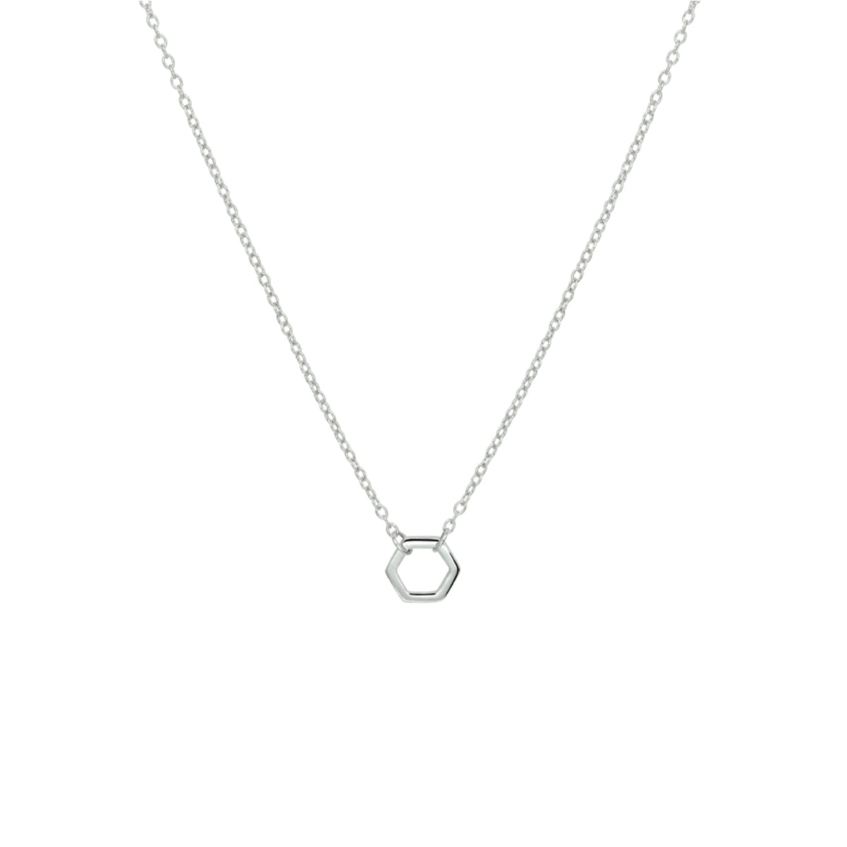 Ketting zeshoek zilver 0.8mm gerhodineerd