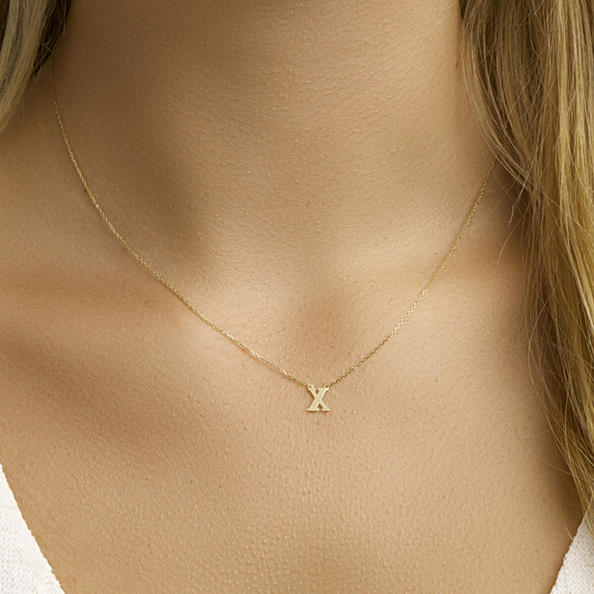 Ketting Anker met letter 14k geelgoud