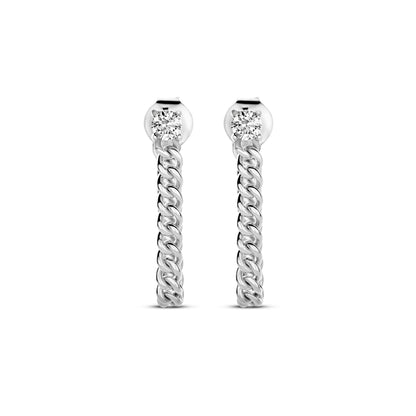 Zilveren oorhangers met zirkonia van 3 mm – close-up van de sluiting