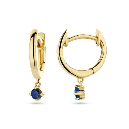 Gouden klapoorringen met hangende steen – 14 karaat – gedragen