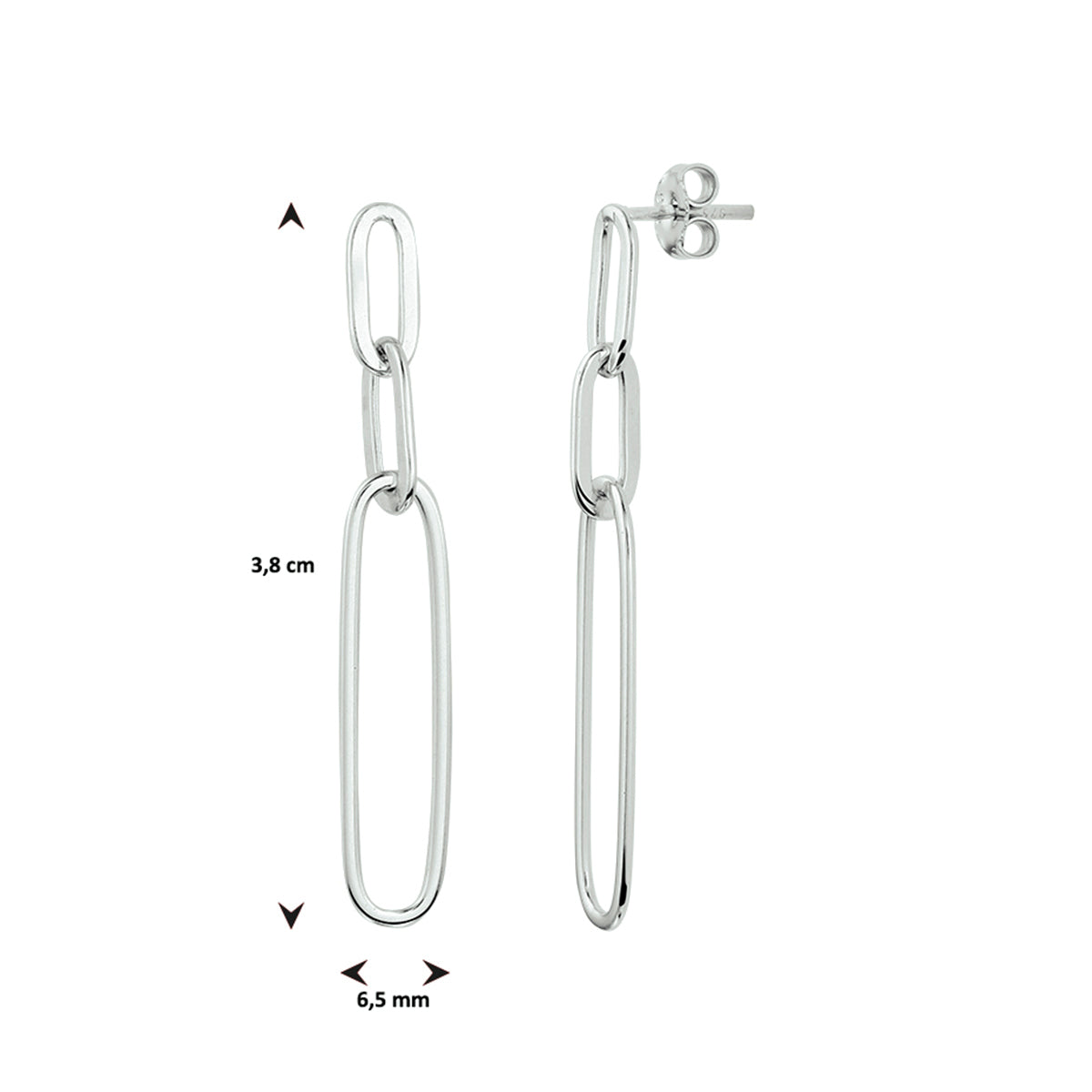 YO&NO oorhangers paperclip zilver gerhodineerd