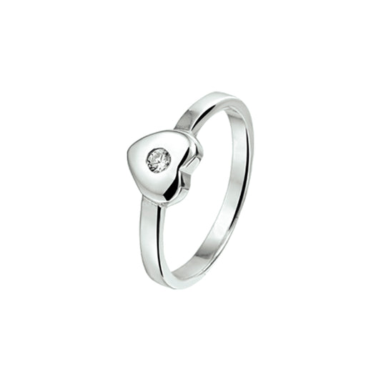 Ring hart en zirkonia (kindercollectie)zilver gerhodineerd