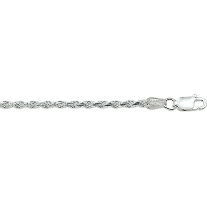 Zilveren koordketting 2,8 mm, gediamanteerd