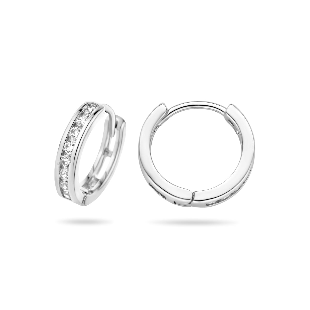 YO&NO  klapoorringen 2,5mm zirkonia zilver gerhodineerd