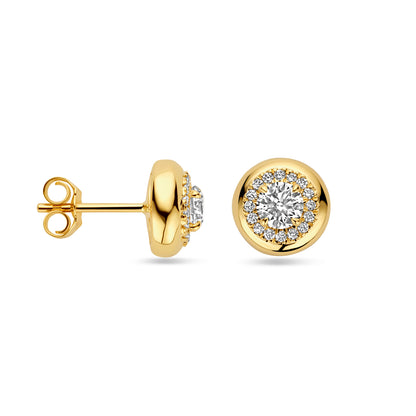 Gouden oorknopjes met lab grown diamant – 14 karaat – close-up van de sluiting