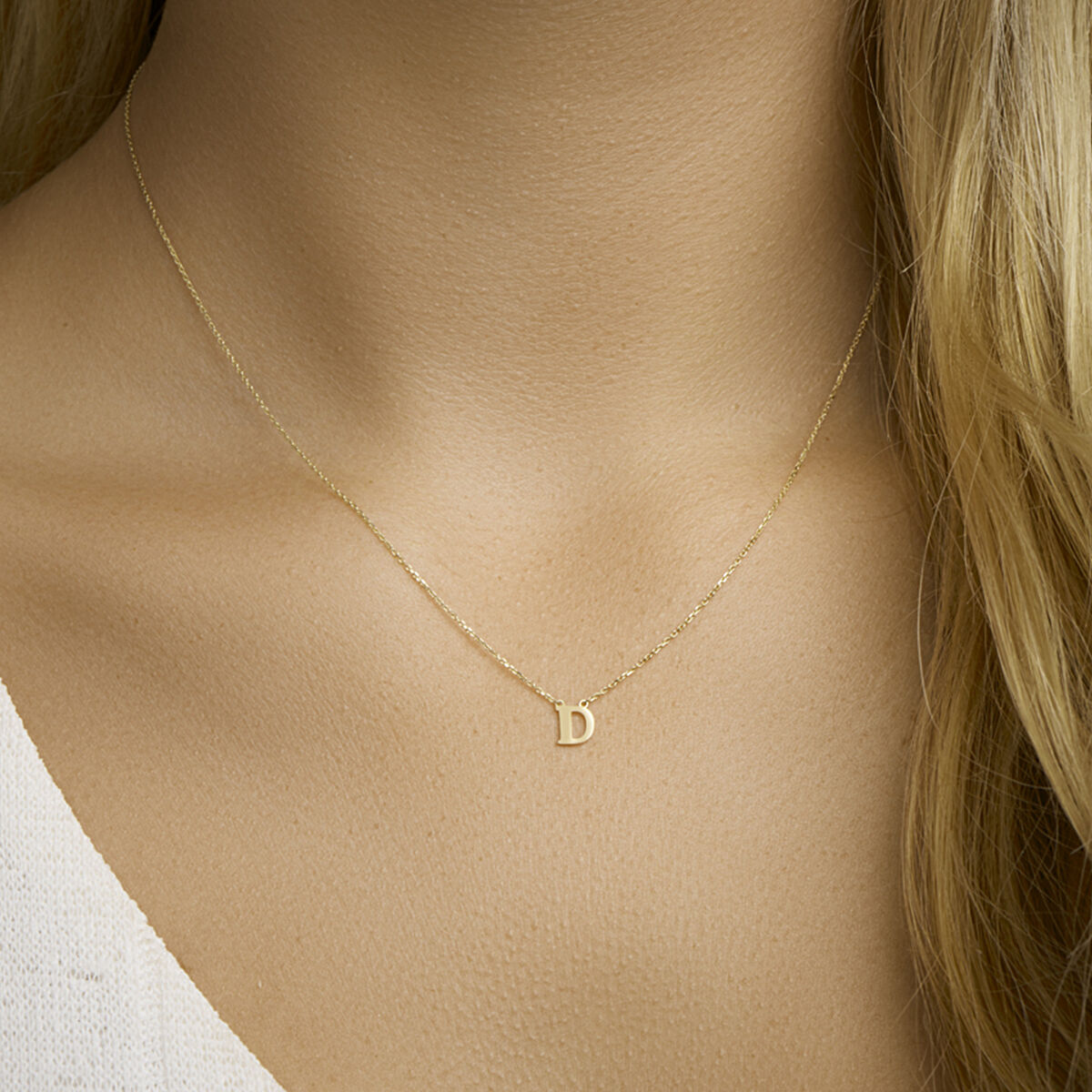 Ketting Anker met letter 14k geelgoud