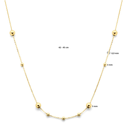 Gouden bolletjesketting – 14 karaat – gedragen