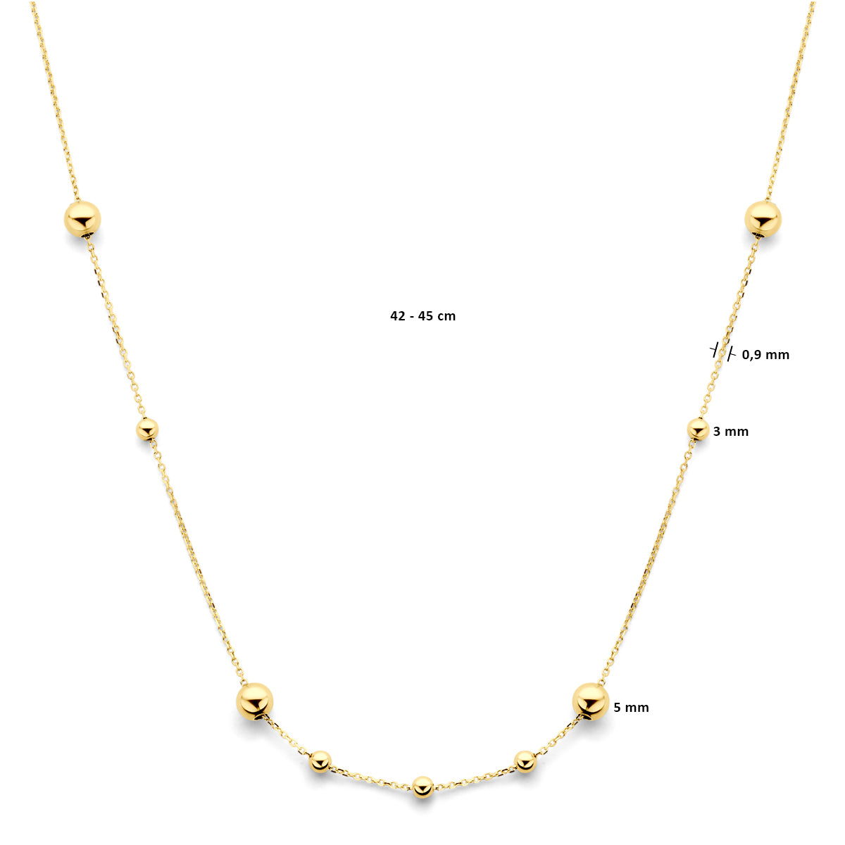 Ketting bolletjes 14k geelgoud