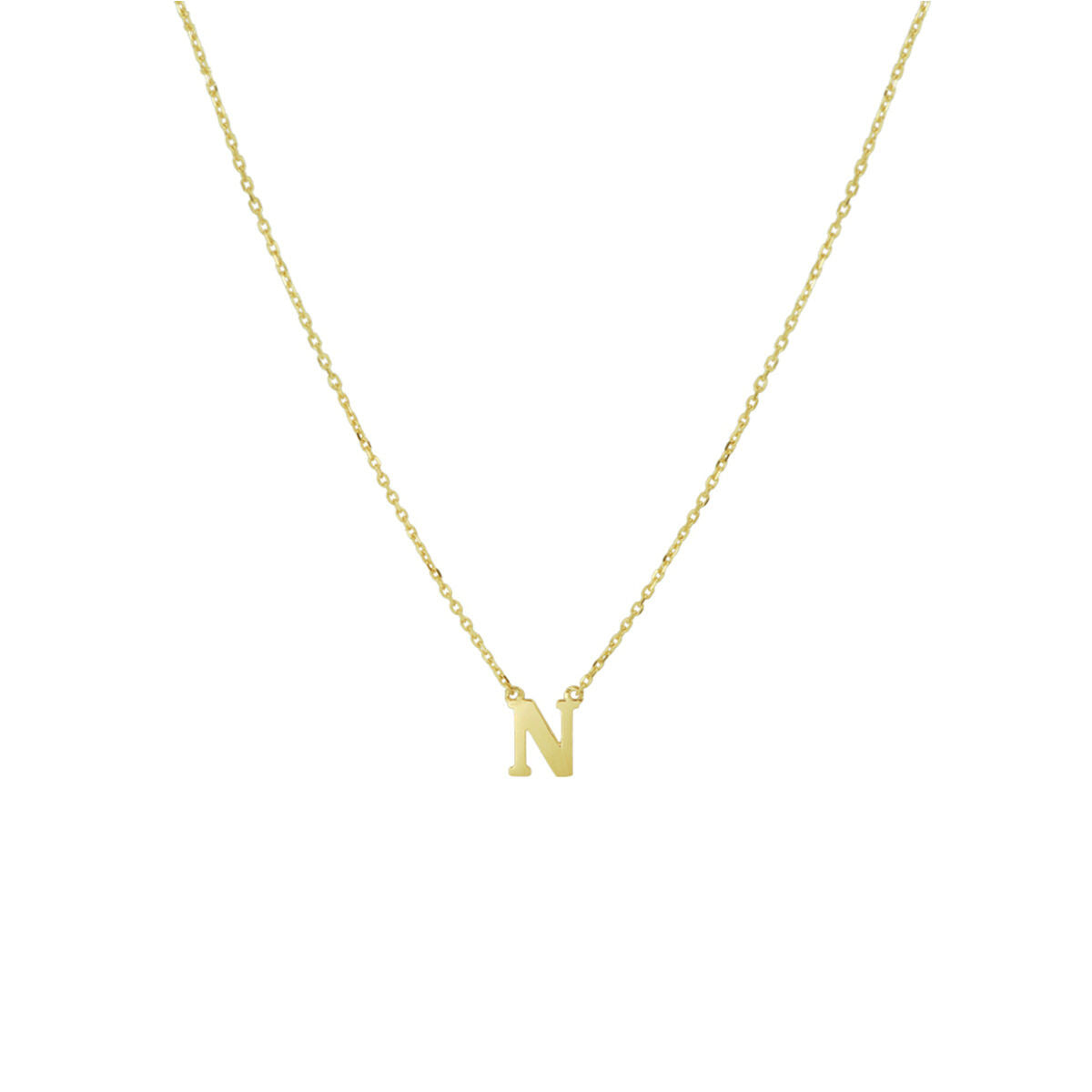 Ketting Anker met letter 14k geelgoud