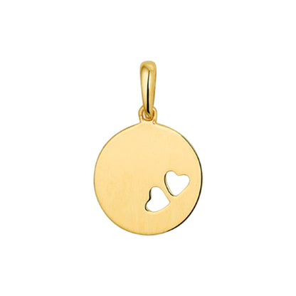 Gouden graveerhanger rond met hartjes – 14 karaat