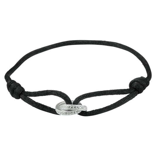 YO&NO armband satijn zirkonia zilver gerhodineerd met rubber/nylon/leer