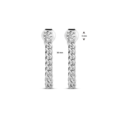 Zilveren oorhangers met zirkonia van 3 mm – gedragen
