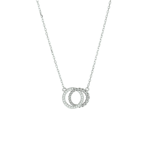 YO&NO Ketting rondjes zirkonia 41 - 43 - 45 cm zilver gerhodineerd