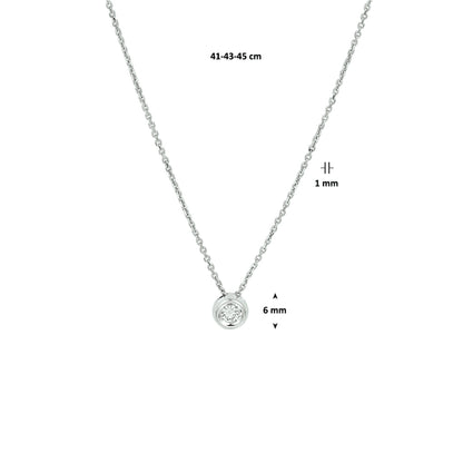 Witgouden ketting met diamant – 14 karaat – detailfoto