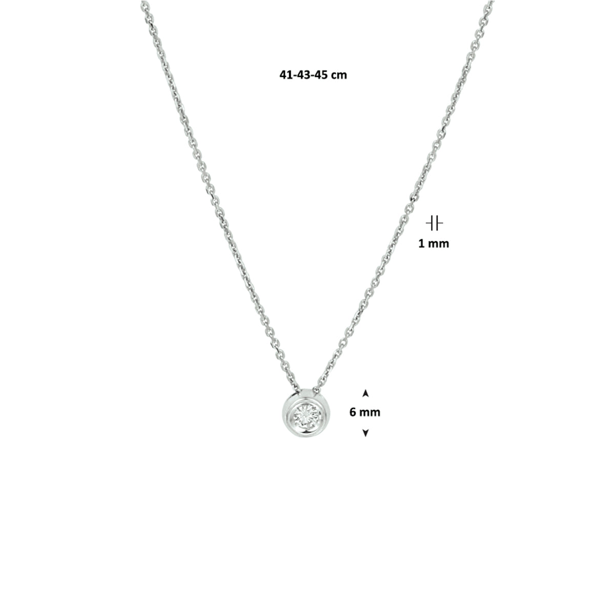 Ketting diamant 0.10ct h si 14k witgoud