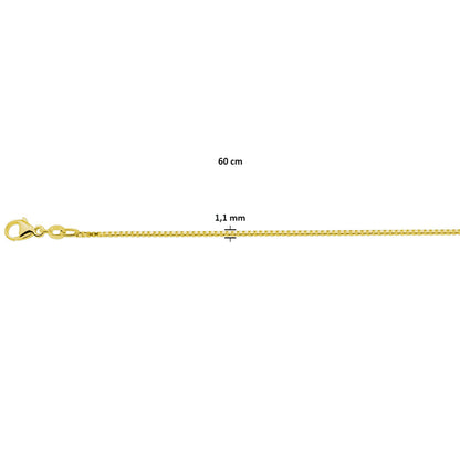 Verguld zilveren venetiaanse ketting 1,1 mm – detailfoto