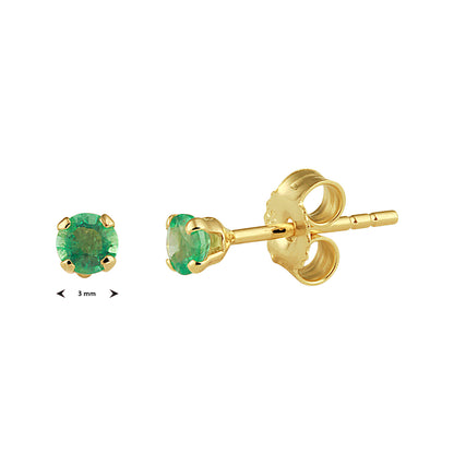 Gouden oorknopjes met edelsteen 3 mm – 14 karaat – formaat vergeleken