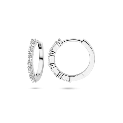 Zilveren klapoorringen met zirkonia 15 mm – in het Yo&No doosje