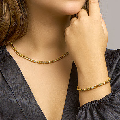 Verguld zilveren vossestaartketting 4 mm – gedragen