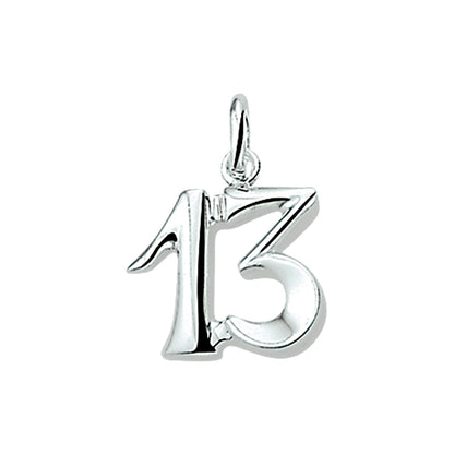 Zilveren hanger met het getal 13