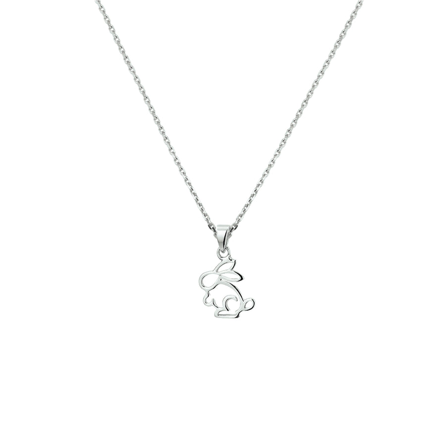 Zilveren kinderketting met konijn